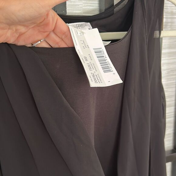 NWT Naracamicie black stretch blouse with layered chiffon front size S - Picture 4 of 8